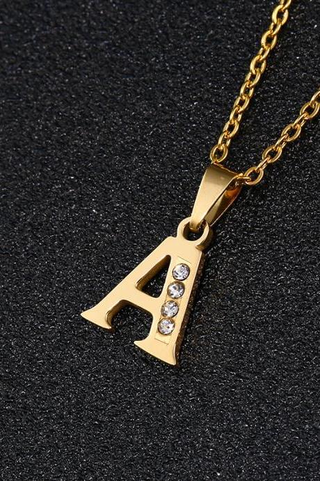 Letter A Necklace, Lucky English Letter Couple Pendant Pendant Clavicle Chain