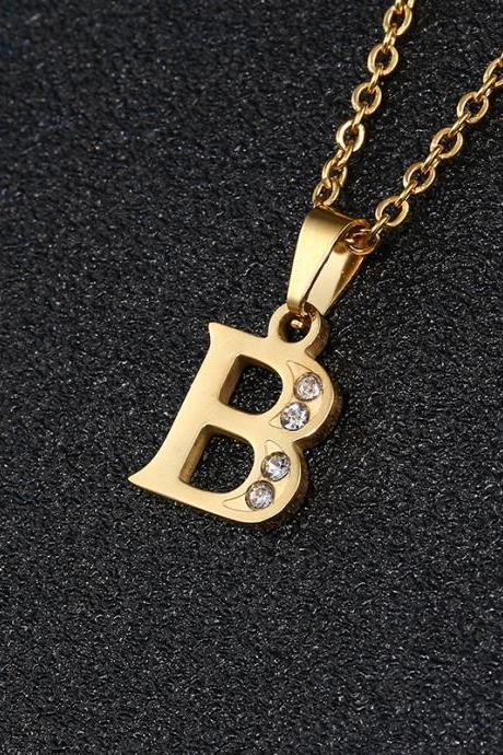 Letter B Necklace, Lucky English Letter Couple Pendant Pendant Clavicle Chain