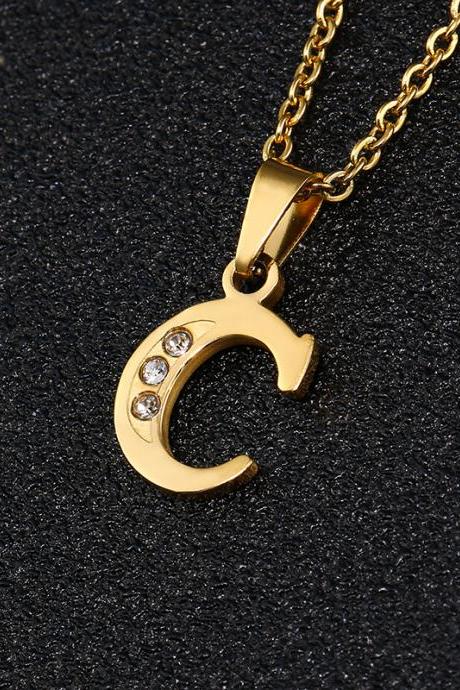 Letter C Necklace, Lucky English Letter Couple Pendant Pendant Clavicle Chain
