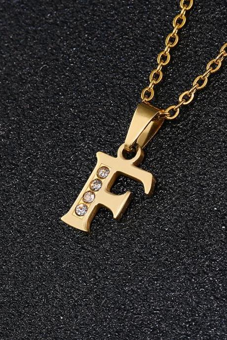 Letter F Necklace, Lucky English Letter Couple Pendant Pendant Clavicle Chain