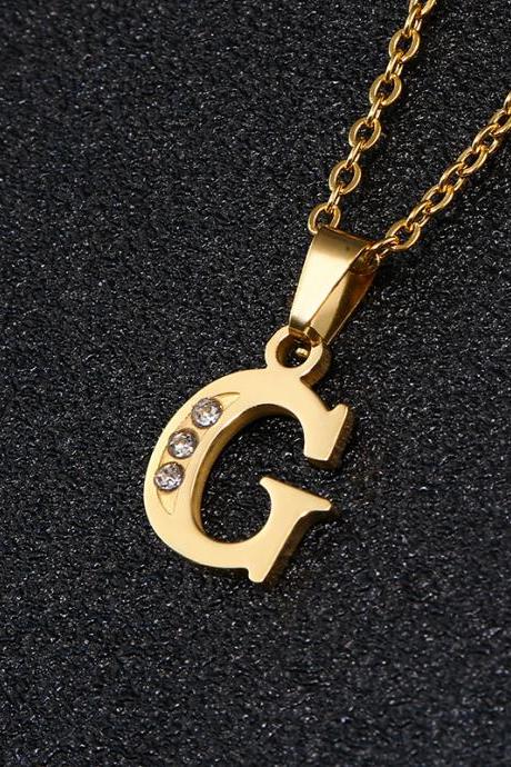 Letter G Necklace, Lucky English Letter Couple Pendant Pendant Clavicle Chain