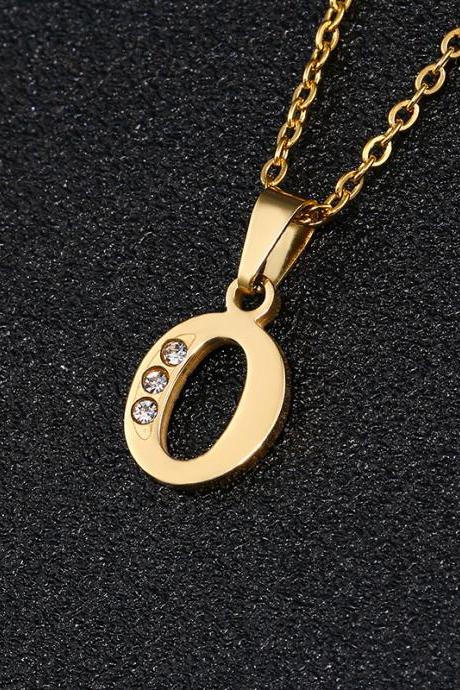 Letter O Necklace, Lucky English Letter Couple Pendant Pendant Clavicle Chain