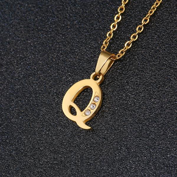 Letter Q Necklace, Lucky English Letter Couple Pendant Pendant Clavicle Chain